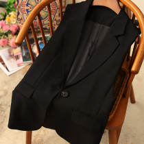 Giant beauty giant temperament heavy weight acetic acid small suit vest short jacket women black sleeveless vest suit horse clip