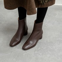 Fashionable and stylish ~ elegant temperament @ leather thick and short boots womens autumn and winter skinny boots Joker solid color explosive boots