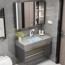Modern simple light luxury rock board integrated bathroom cabinet combination Hand washing and washing pool bathroom wash basin set