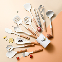 Food grade high temperature resistant silicone kitchenware shovel spoon set non-stick pot household kitchen white pot shovel large soup spoon