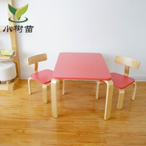 Childrens table and chair set solid wood dining table and chair baby eating kindergarten table chair combination learning table and chair toy table