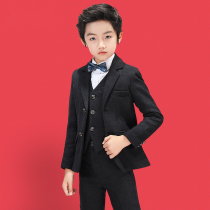 2021 Winter Childrens suit boy thick woolen cloth suit boy British table performance dress plus velvet handsome