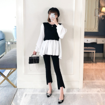 Nanas pregnant womens spring clothing new net red suit out fashion jacket pants two-piece suit