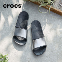 Crocs female Slipper 2021 autumn Si long Lady shiny flat sandals) 206921