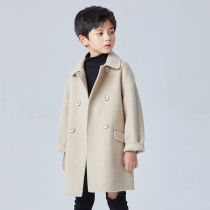 Boy big coat children double face cashmere wool 2021 autumn winter new big boy boy woolen jacket childlike clothes
