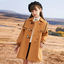 Girls woolen coat autumn and winter clothing 2021 new spring and autumn Korean version of foreign style childrens woolen coat childrens clothing