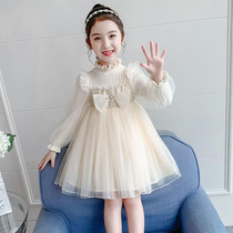 Girl Lian Dress Spring Autumn 2022 New Children Spring Princess Nepotism Dress Little Girl Foreign Air Fluffy Dress Sweaters Dress