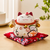 Cute ceramic lucky cat small ornaments home creative piggy bank office desktop mini piggy bank decorations