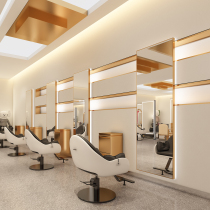 Barbershop mirror net red light luxury hanging mirror Hair salon special single-sided wall hanging floor mirror with lamp hair salon mirror table