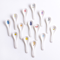 Creative spoon ceramic cartoon cute little spoon rice spoon microwave tableware household children spoon spoon