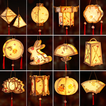 New year DIY lantern handmade flower and grass paper flower light ancient wind solid wood palace lamp children hand shine to make material bag