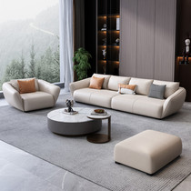 Office Sofa Business Minimalist Modern-style trio Genuine Leather Guest Conference Reception Tea Table Combo Suit