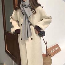 Cashmere woolen coat double-sided cocoon type 2021 popular small man long fishtail fur coat women autumn and winter