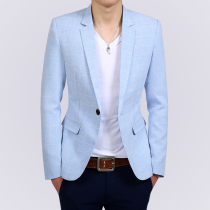 Autumn Plaid small suit mens coat Spring and Autumn New Korean slim trend casual suit mens coat single West