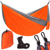 Factory direct single and double 210T parachute cloth hammock double color stitching nylon swing outdoor camping hammock