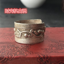 Antique Miscellaneous Collection Imitation Silver Ring Plum Blossom Ring White Copper Silver Ring Real Photograph