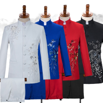 Chinese host costume male adult Chinese costume costume singer dress suit Chinese style performance choir