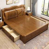 Two meters big bed Solid wood 2 meters x 2 meters big bed Solid wood bed 2000×2200 Master bedroom double wooden bed Chinese wedding bed