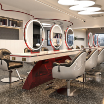 Barber shop mirror table Net red hairdressing shop mirror hair salon special cabinet integrated single-sided double-sided with light cutting perm mirror