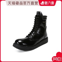 EMPORIO ARMANI Men's Cow Leather Lace-Up Boots Boots Leather Boots New Year Gift