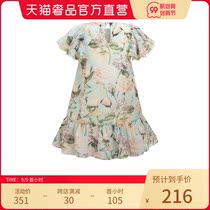 Pider BB colorblock fashion print pattern Wild Girl short sleeve dress cute