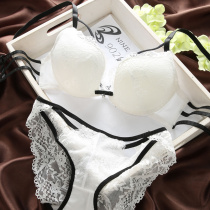 Japanese underwear womens thin summer lace beauty back bra small chest gathered on the front buckle sexy bra set