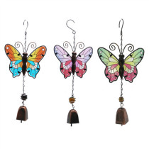 Fields Garden Butterfly Wind Bells Metal Handicraft Glass Colored Drawing Hangings Creative Home Bellbell Wind Bellbell Pipe Pendant