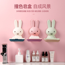 Soap box shelf drain toilet creative non-perforated non-water soap rack household suction cup Wall soap box