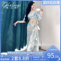 Song Liqi 2021 summer new cloud belly dance suit printed mesh fairy performance