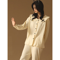 Lazy sweet minor style ~ pajamas female spring and autumn cotton long sleeve cardigan cotton home suit autumn and winter