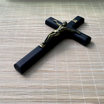 New Beech Wood Frosted Black Rounded Corners Charcoal Wood Matching Gold Holy Body Cross Wall-mounted Ornaments