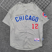 American baseball uniform mens embroidered letters plus fat plus size short-sleeved cardigan jersey Cubs hip-hop hip-hop ball uniform