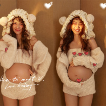 Pregnant women photo theme clothing studio new small fresh knitted fashion sweater big belly mummy art photo photography