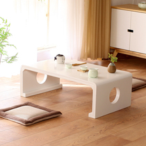 White balcony small table Japanese tatami tea table floating window table solid wood floor sill table simple kang table