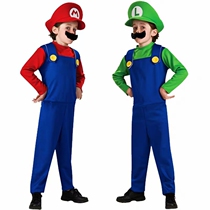 Mario Clothing Family Child Show Super Mary Stage Cosplay Role Play