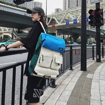 Hong Kong I Tgreg womens double shoulder bag contrast color large capacity fashion ins tide backpack middle school student school bag travel bag men