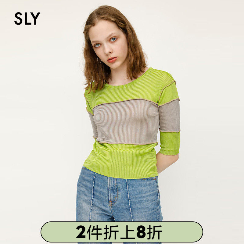 SLY Springs new stylish stitched round collar casual sweater 030CAY70-1160