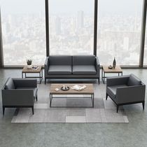 Chengdu Simple Office Sofa Business Guests Reception Single Sofa Simple West Leather Trio Sofa Tea Table Combination