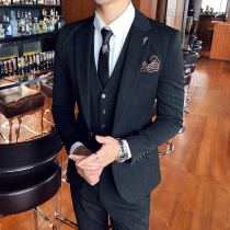 Summer work business formal suit mens suit Korean version handsome youth slim professional small suit three-piece suit