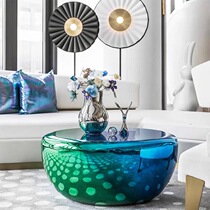 Modern light luxury creative color electroplating coffee table glass fiber reinforced plastic special-shaped round side several model house sales office tea table