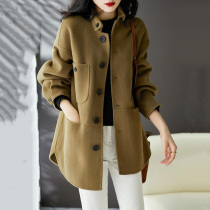 High-end European exports Italian womens clothing foreign trade cut tail single temperament loose fashion thin woolen coat women