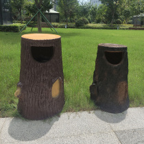 Park Scenic Area Trash Can Outdoor Imitation Tree Pile Classification Dustbin Large Outdoor Patio Antiseptic Wood Rubbish Bin