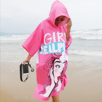 Wearable windproof absorbent quick-drying towel clothes Beach bathrobes Adult diving swimming hooded bath towel cloak Men and women