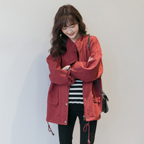  Maternity clothing autumn jacket fashion casual loose windbreaker medium-length autumn and winter Korean version of the tide mother jacket spring and autumn wear