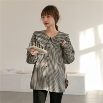 Pregnant women spring fashion small short undercover Net red tide hot mother sweet lapel can go out nursing shirt
