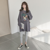 Pregnant woman T-shirt autumn clothes with long sleeves Pure Cotton Long Sleeves Cartoon Undershirt Fashion Spicy Mother Spring Autumn Pregnant Womens Clothing