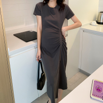 Sexy split skirt ~ celebrity maternity dress summer stretch dress Korean temperament thin skirt hot mom