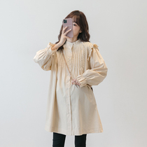 Gentle line ~ pregnant womens shirt spring and autumn coat Korean fashion loose doll shirt long sleeve breastfeeding professional shirt