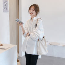 Cartoon ~ 2021 New pregnant women autumn shirt Net Red fashion loose casual out can breastfeeding white top