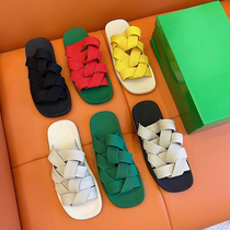 Summer BOYE BV DG with elastic webbing woven towel Slippers Outdoor Beach Green Womens Slippers